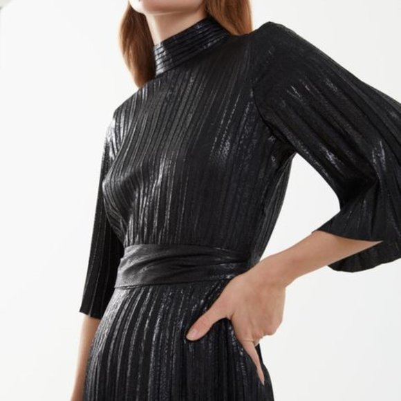 metallic pleated maxi dress - Picture 4 of 9